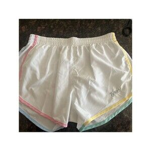 Tyler’s Running Shorts, White With Pastel Accents, Size Large